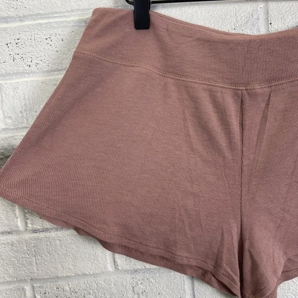 Athleta Well Rested Rib Sleep Shorts Womens Size M Pull On Stretch Mauve Pink - Picture 2 of 10